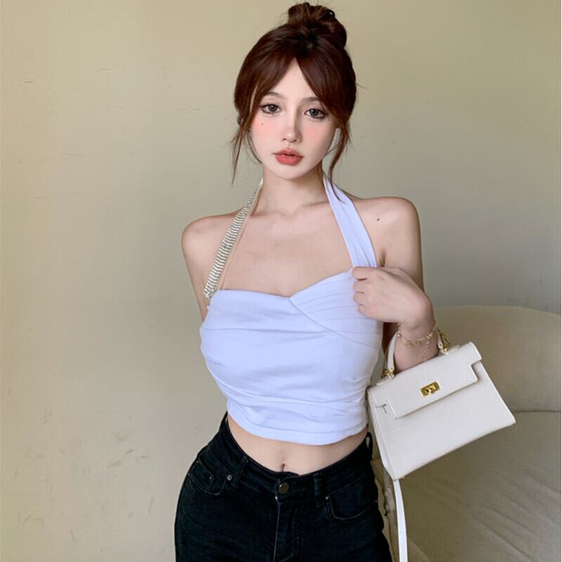 サマースタイルホルターレッドトップス ショート 夏物 ピュア ドラファッションホール79580072903