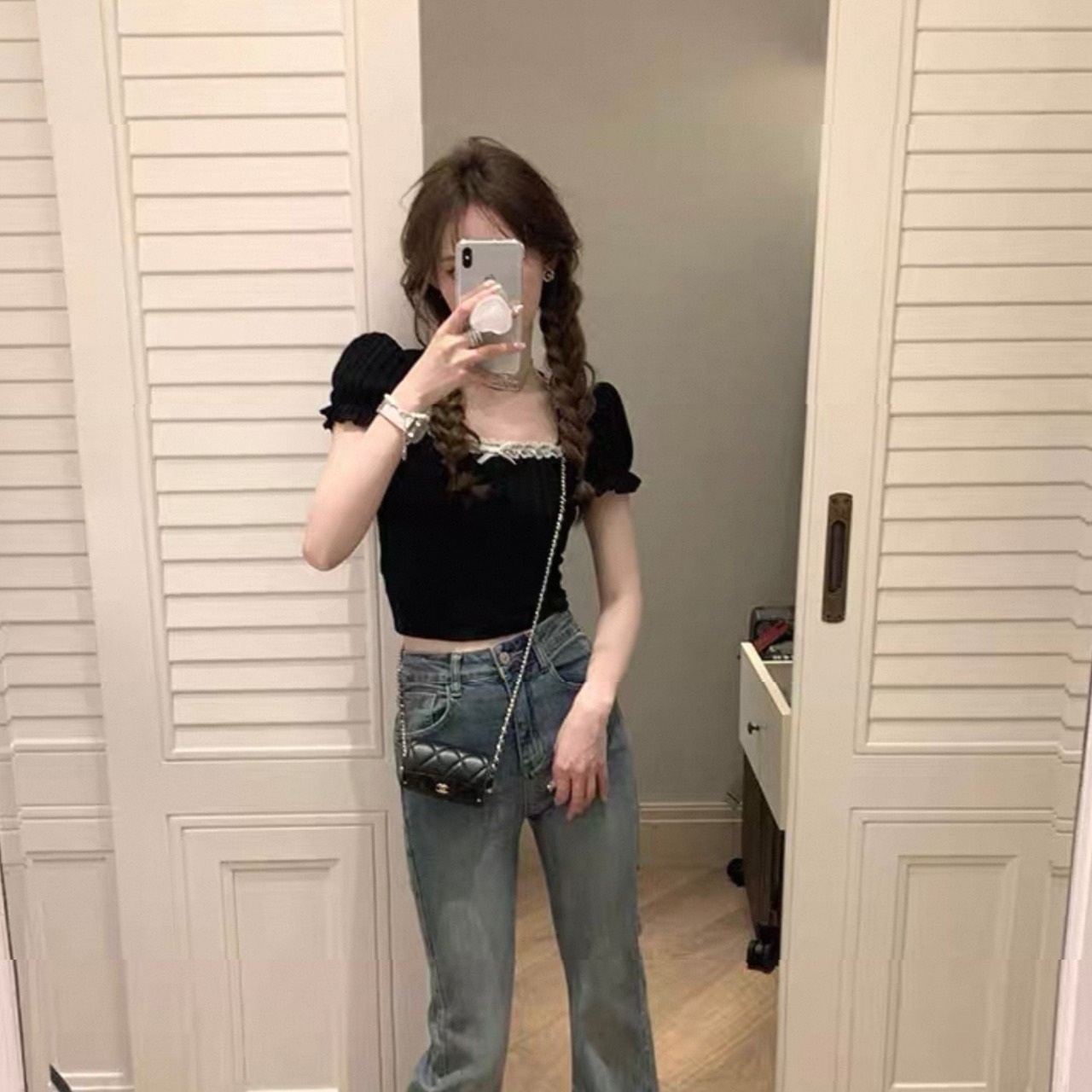Square-Neck Off-Shoulder Top