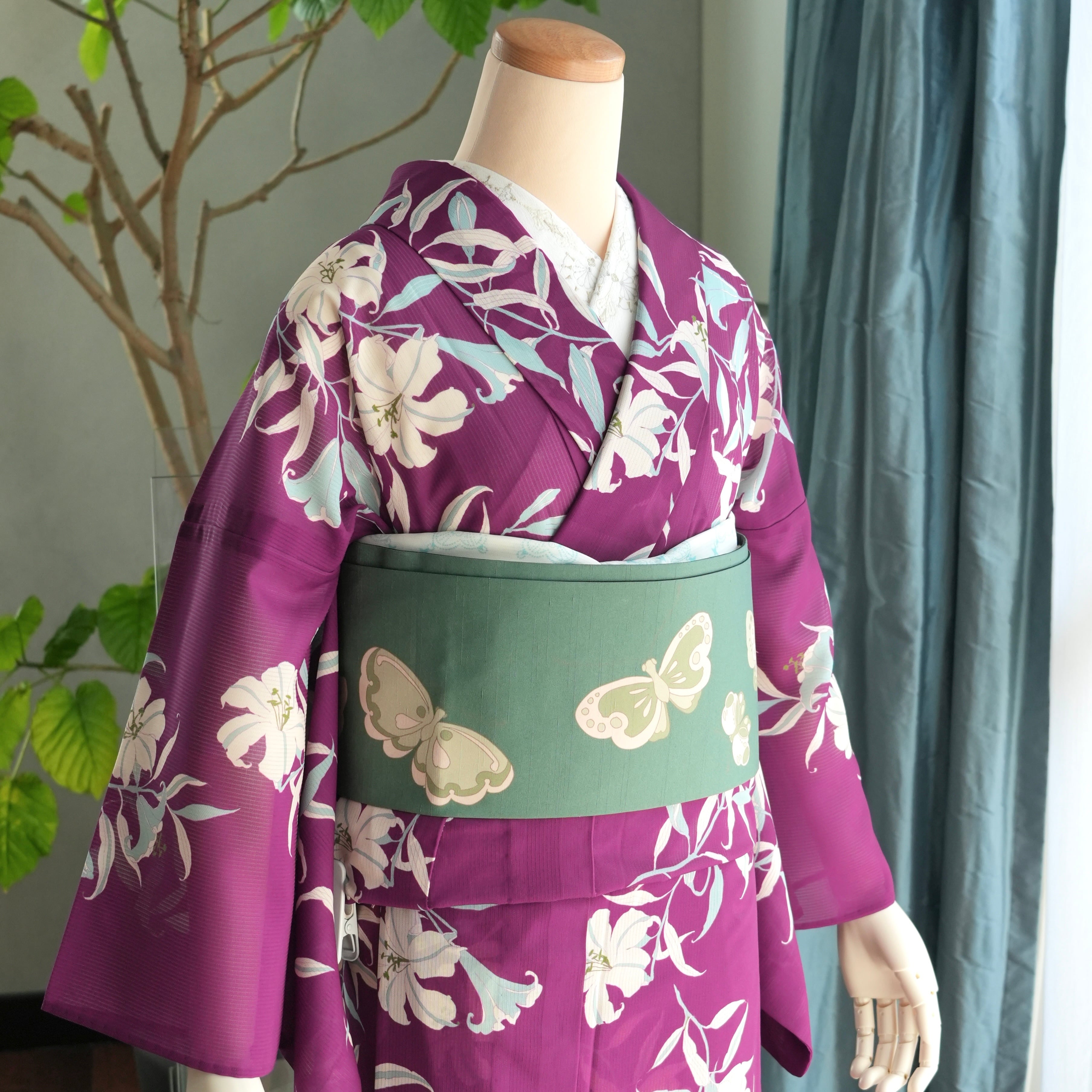 ちょこ様　百葉堂　夏名古屋帯　流水燕　青磁　安野モヨコ　緑　浴衣　着物　絽　紗 ちょこ様 百葉堂 夏名古屋帯 流水燕 青磁 安野モヨコ 緑 浴衣 着物 絽