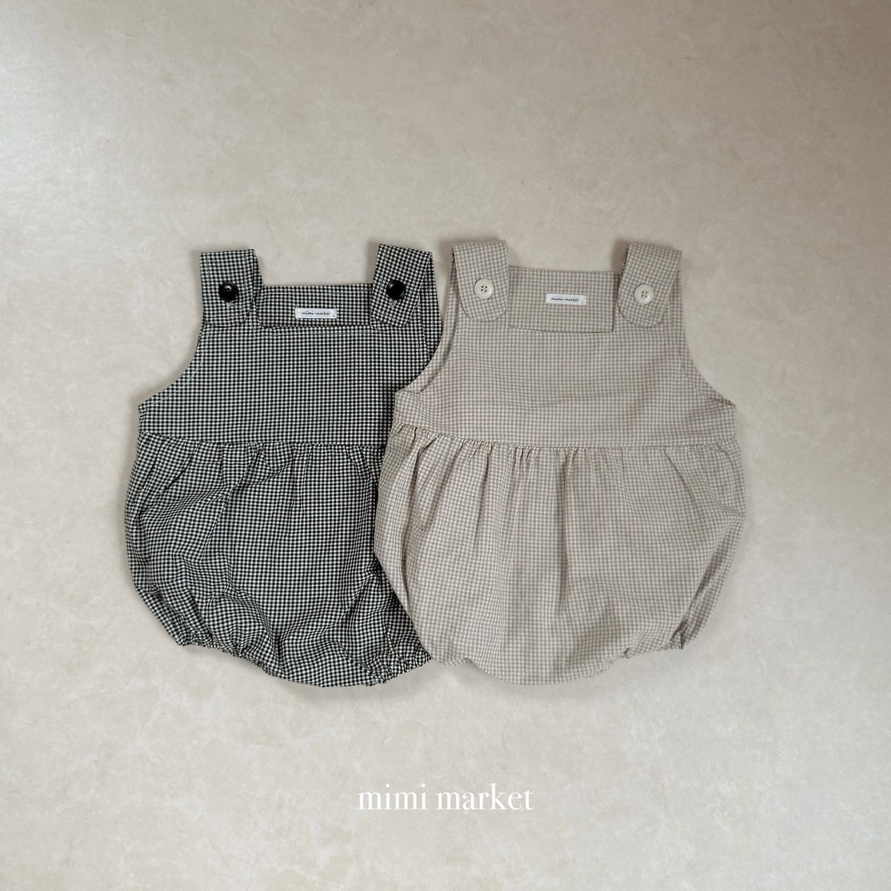 送料無料【予約】/ チェックサスペンダーロンパース  / mimimarket