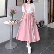 Contrast Color Patchwork Elegant Long Dress 5082