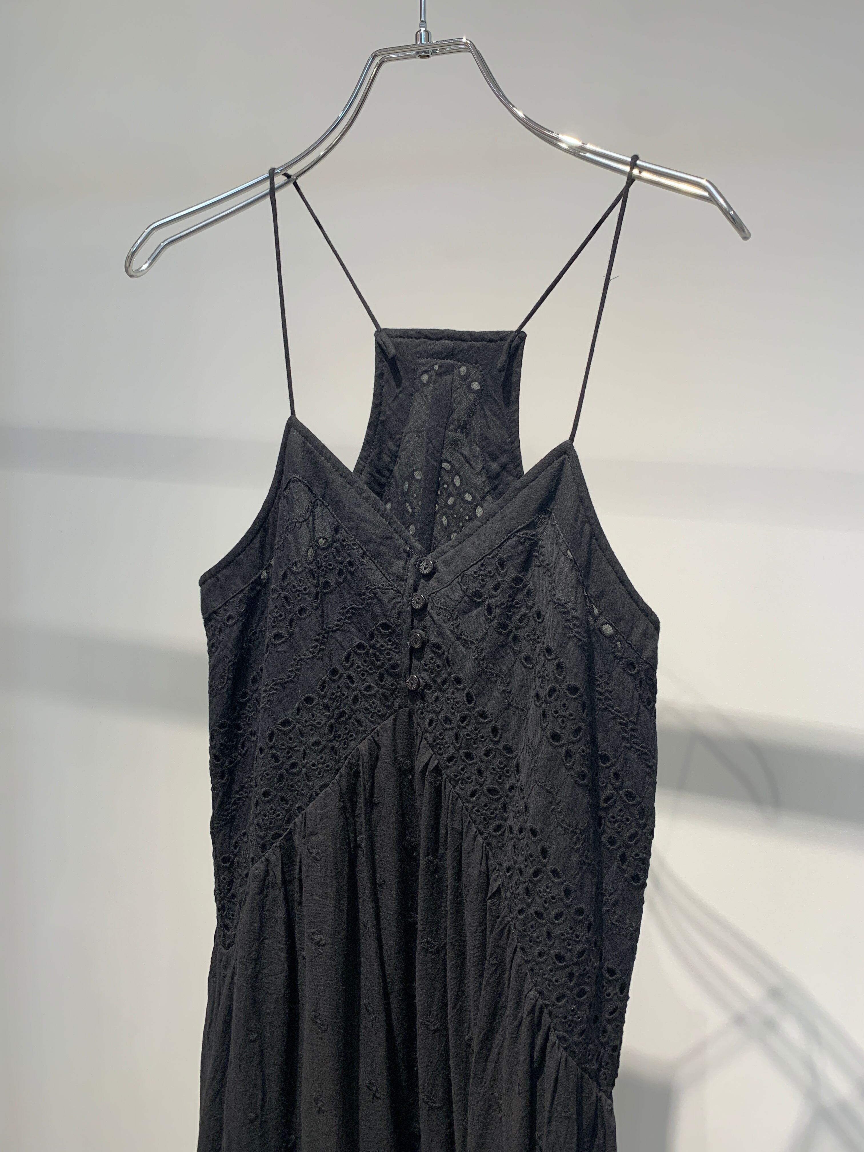 cutwork tiered camisole one-piece