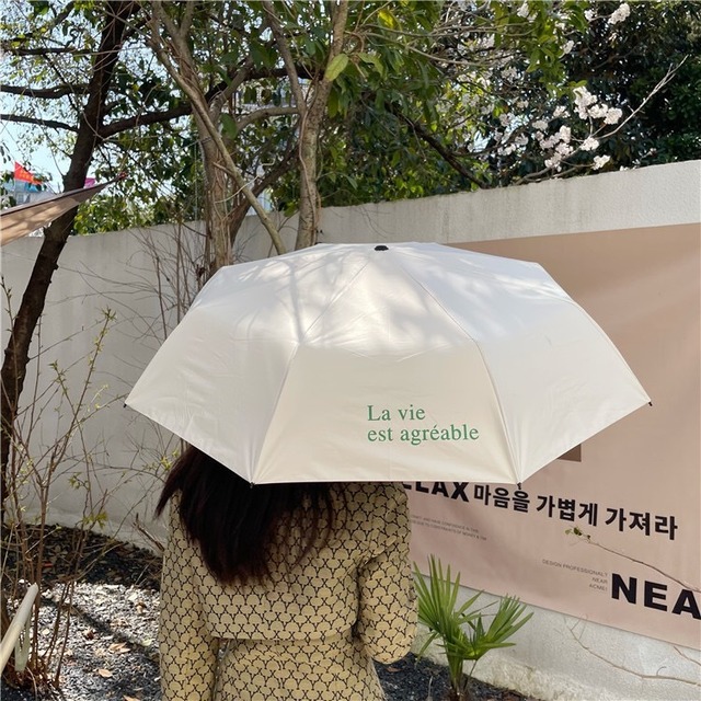 [ 新入荷 ] [ 即納 ] フランス語 La vie 日傘／雨傘／晴雨兼用傘 折りたたみ傘　オシャレ
