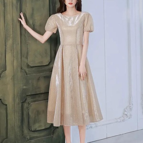 ドレス 結婚式 お呼ばれ パーティードレス パーティ 膝丈 きれいめ レディース ガールズ 清楚 二次会 半袖 ナイトドレス イブニングパーティ