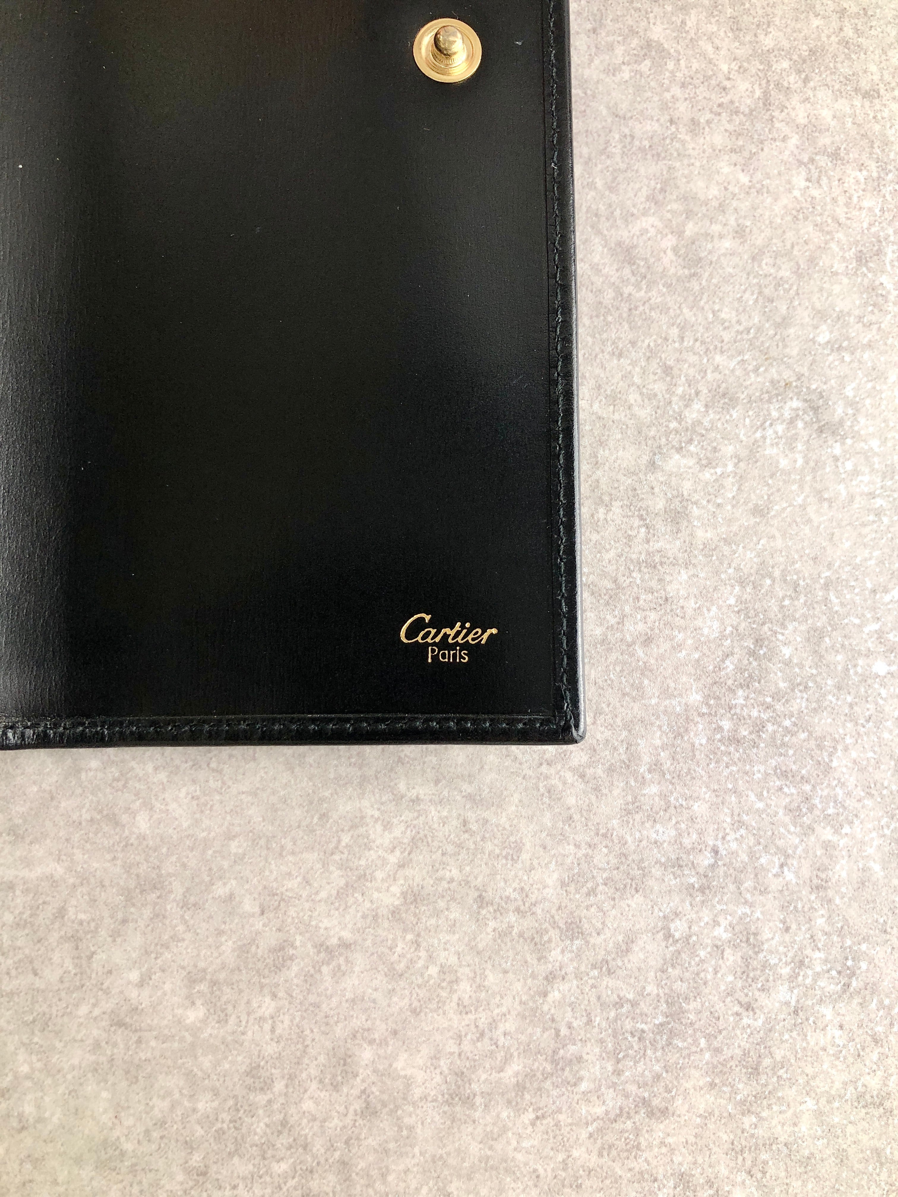 Cartier カルティエ 財布 ブラック パンテール レザー 三つ折り財布
