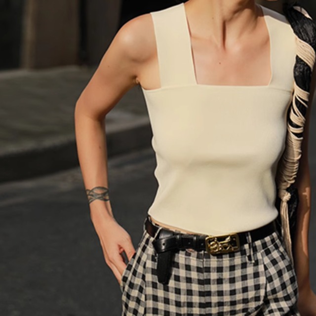 スクエアネックニットキャミソール　21594