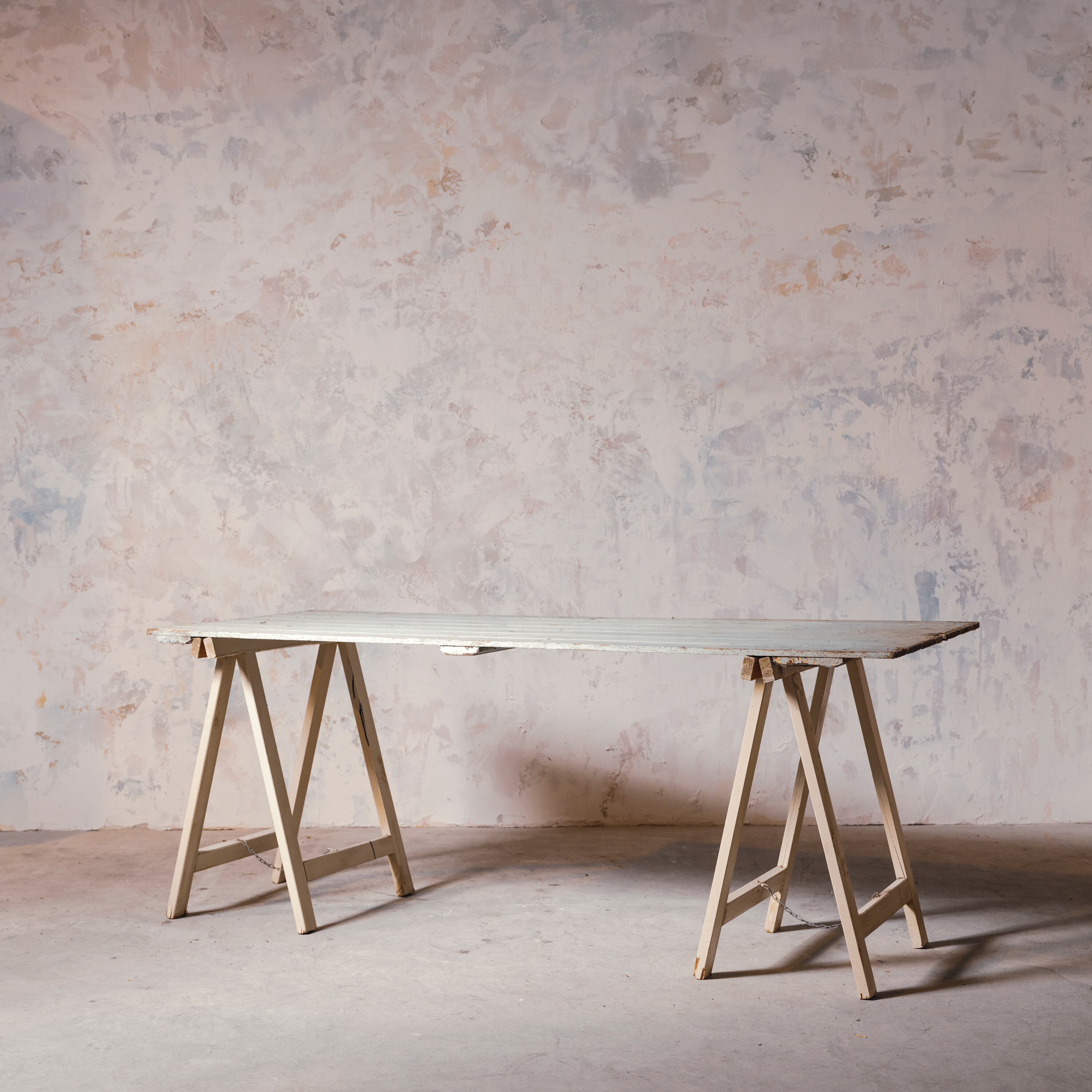 テーブル/アンティークテーブル/ダイニングテーブル/作業台/ディスプレイ/撮影アイテム/爽やか/ペイント/店舗什器