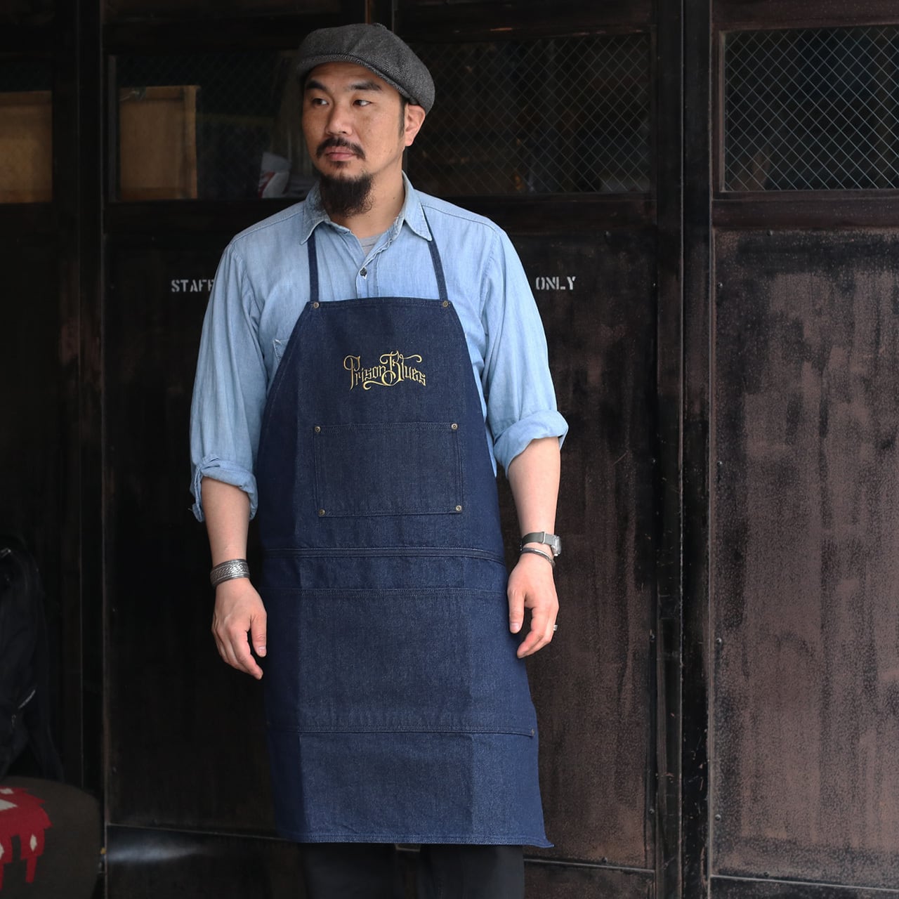 PRISON BLUES プリズンブルース #515 ロゴ刺繍ワークエプロン WORK