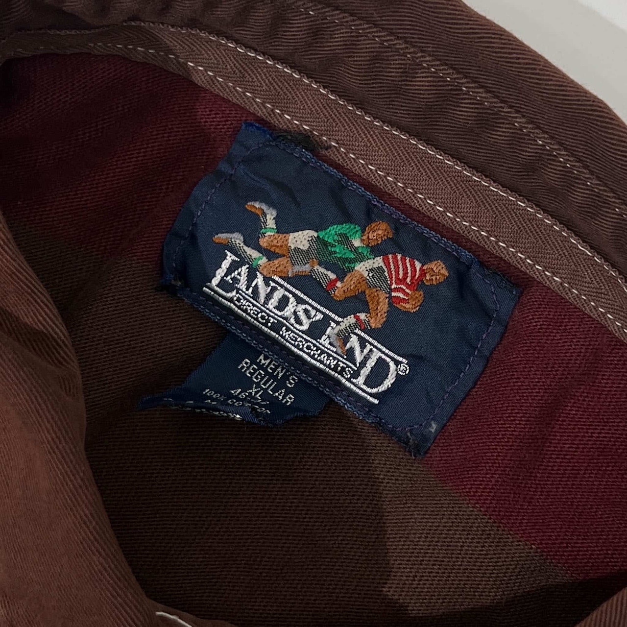 90s LANDS' END ランズエンド ボーダー ラガーシャツ ポロシャツ XL/大きいサイズ/メンズ/ラグビー/ビンテージ