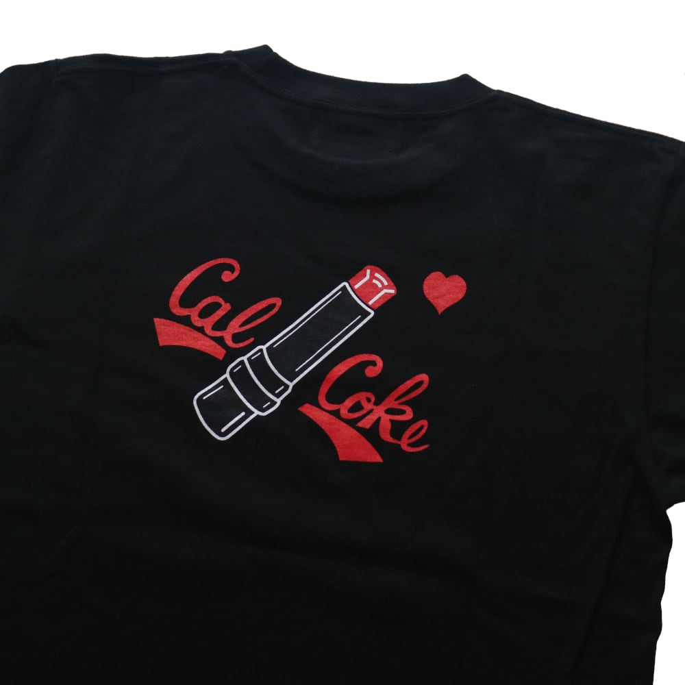 リップバックプリントTシャツ ブラック CAL-COKE ロカビリー