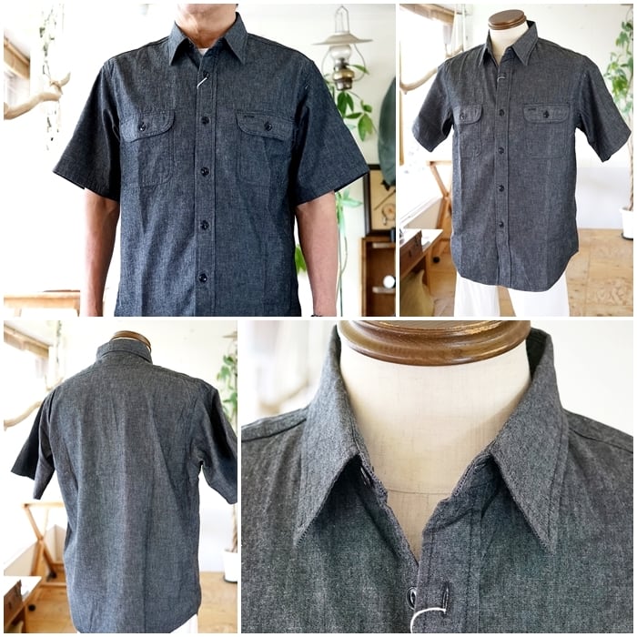 シュガーケーン ブラックシャンブレー ワークシャツ 東洋エンタープライズ SUGARCANE シュガーケーン ブラックシャンブレーシャツ 半袖ワーク