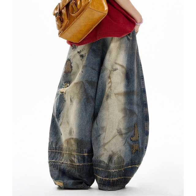 アートダメージクラフトルーズデニムパンツ   R01301