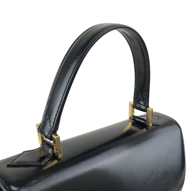 Yves Saint Laurent イヴ・サンローラン ハンドバッグ ブラック レザー トップハンドル vintage ヴィンテージ オールド fhj5dh