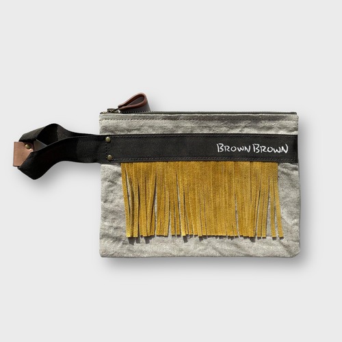 Brown Brown REMAKE HAND POUCH (YELLOW)