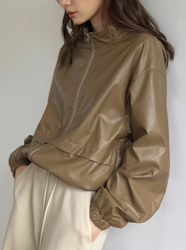 retro eco leather jacket【2023120602】