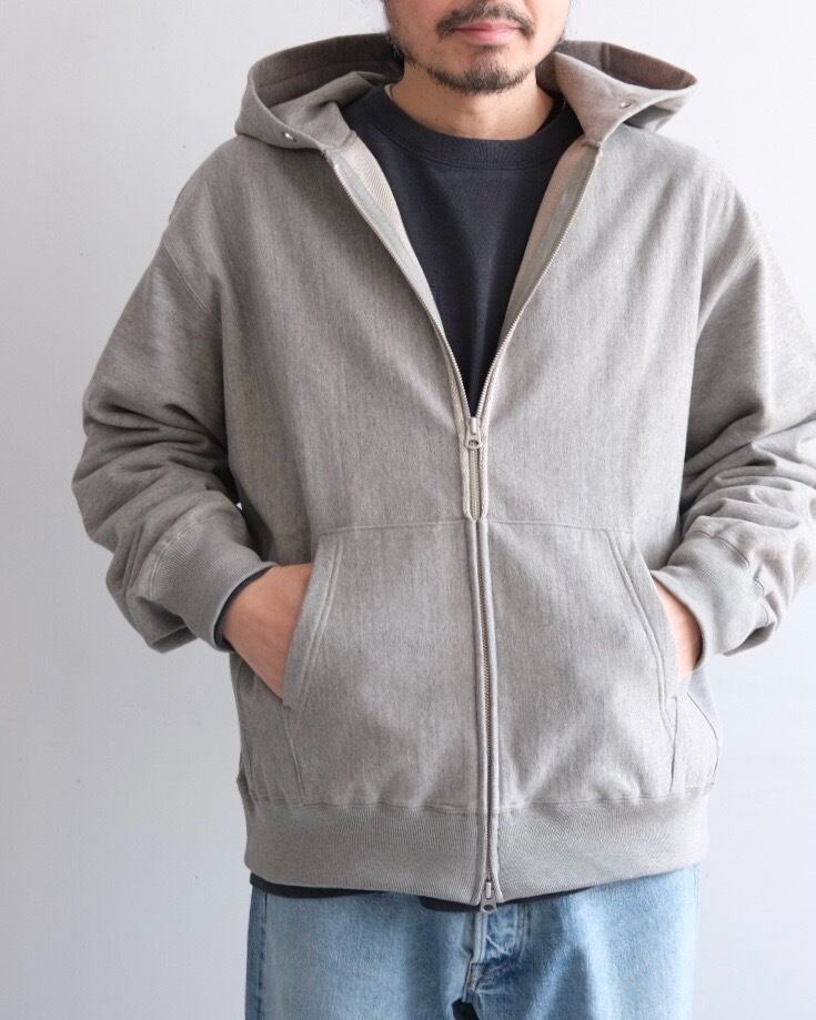 ULTERIOR” FADED SILKY TERRY RW ZIP UP PARKA STONE GRAY”” | Lapel