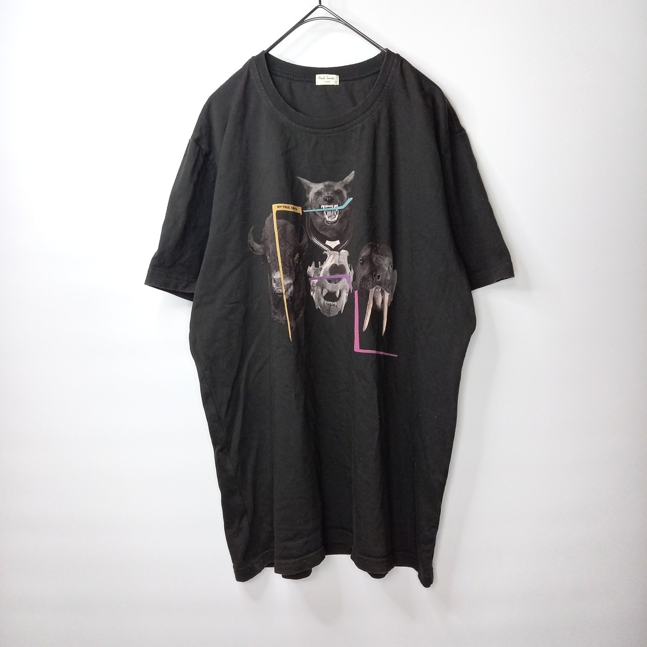 ブルガリア製　ポールスミス　Tシャツ　半袖　アニマル　プリント　ユーロ古着　黒