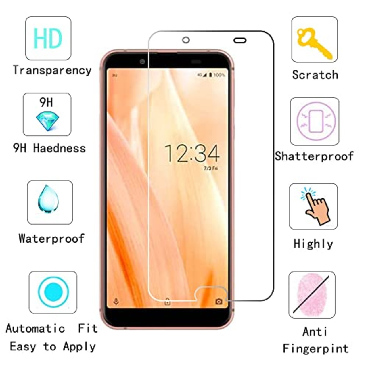 GLASS BAG 【2枚セット】FOR AQUOS Sense3 Basic SHV48 フィルム 強化ガラス 旭硝子製 FOR AQUOS Sense3 Basic SHV48 ガラスフィルム 全面保護 硬度9H 飛散防止 指紋防止 自動吸着 気泡防止 液晶保護フィルム