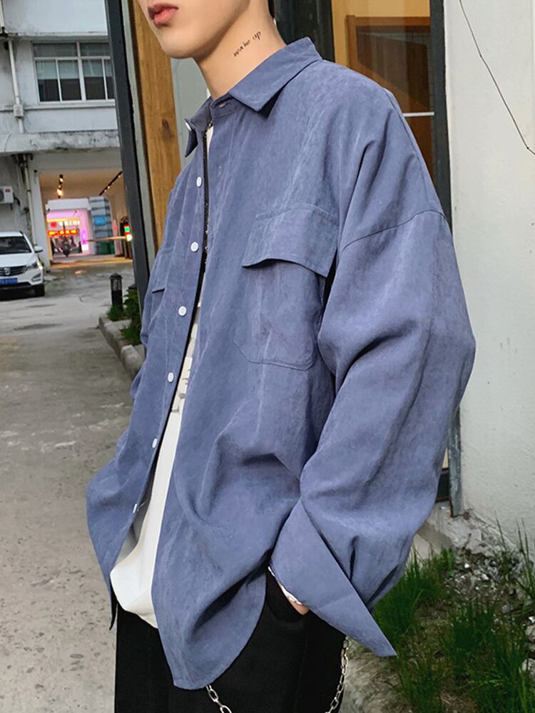 全2色 シャツ 無地 長袖 カジュアル シンプル 羽織 おしゃれ