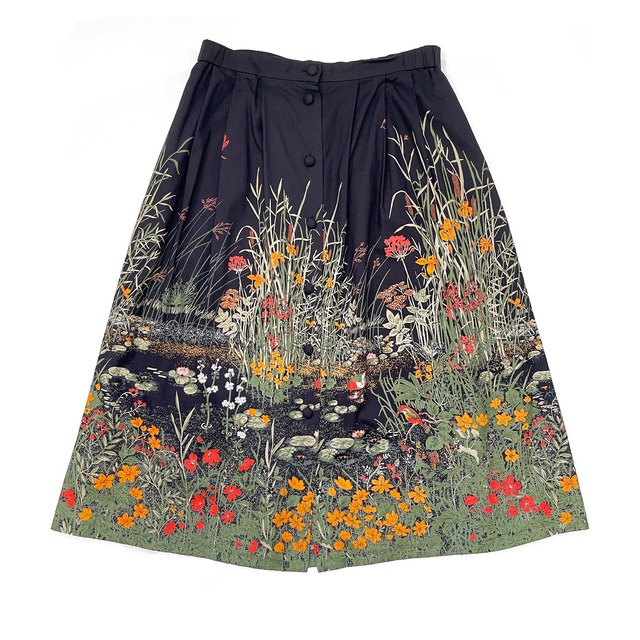 Front Button Flower Skirt