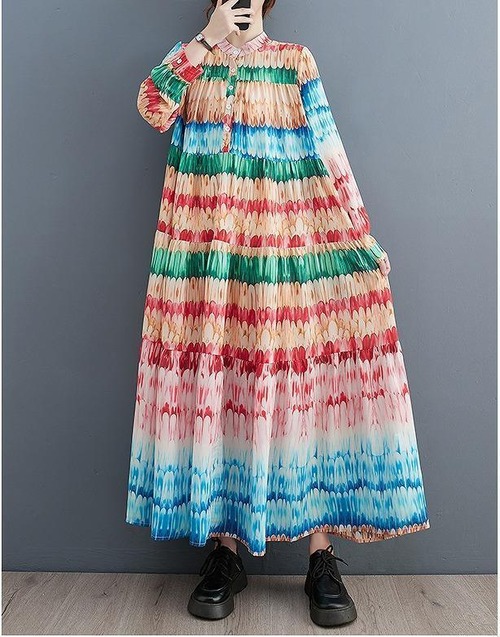 大きいサイズ レディース ロング　ワンピース　春 秋冬 新品 長袖