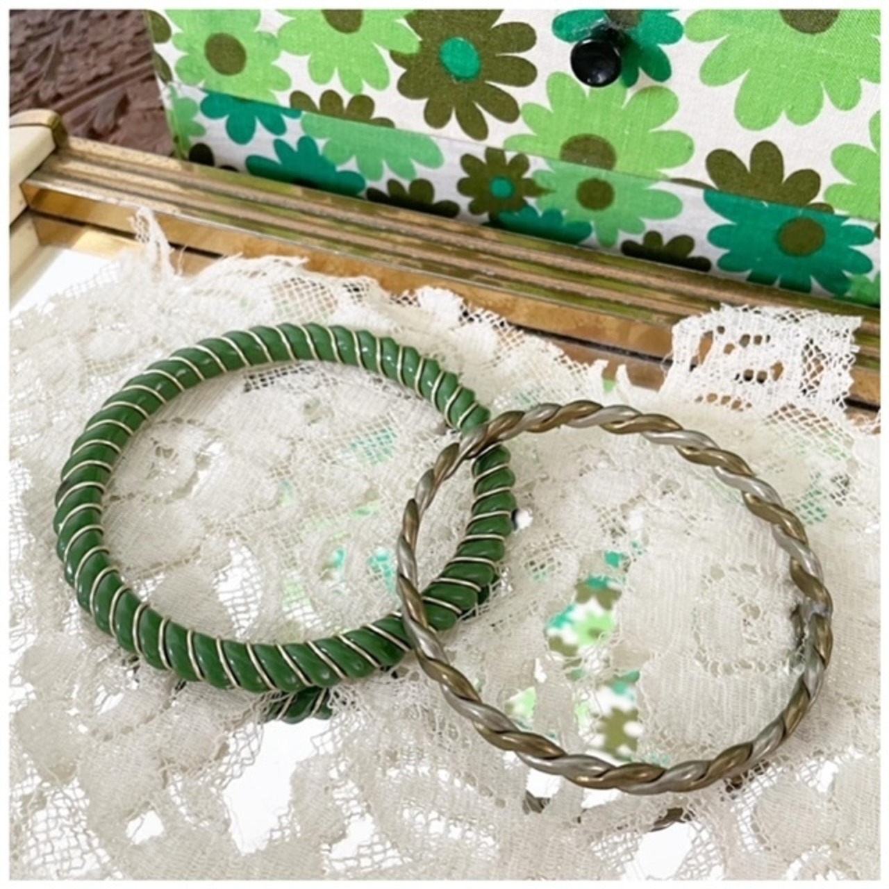 SWAROVSKI ブレスレット アンティーク てんとう虫.花 みなさ