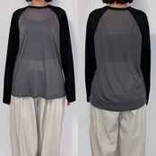 シアーラグランルーズロンTee/ブラック×チャコール