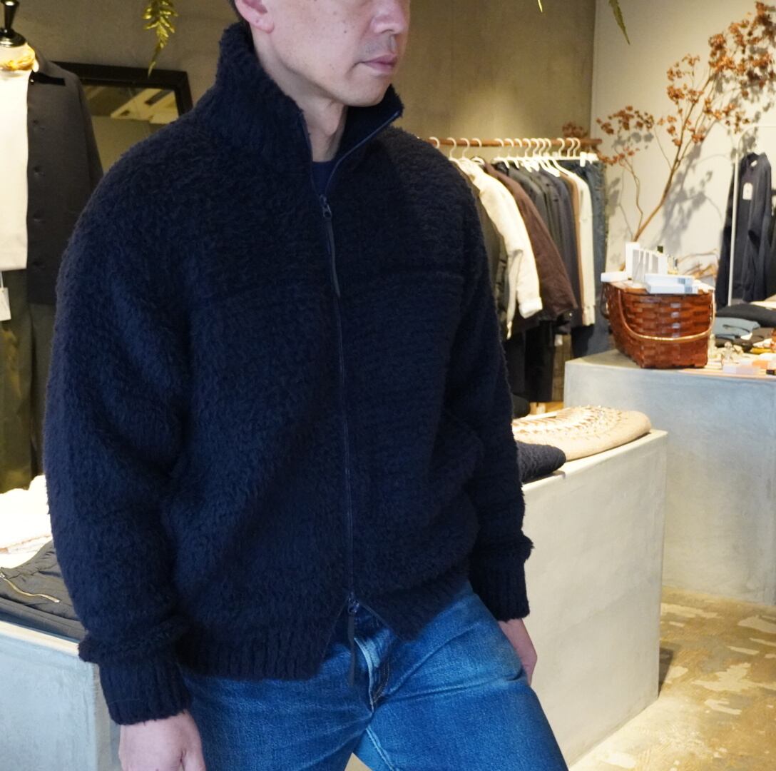 バトナー(BATONER) ユニセックス/ SHETLAND BOA KNIT BLOUSON /NAVY