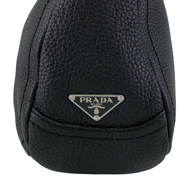 PRADA プラダ ショルダーバッグ ブラック トライアングルロゴ レザー ホーボーバッグ vintage ヴィンテージ オールド 5at4nv