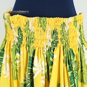 【ハワイ製 フラダンス衣装】イエロー系 CC Fashions パウスカート 黄 緑 白 ティアレ柄 花柄 明るい 華やか グリーン系 ホワイト系 フラダンス衣装 パウスカート ハワイ製 イエロー グリーン ホワイト ティアレ モンステラ 花柄 夏用