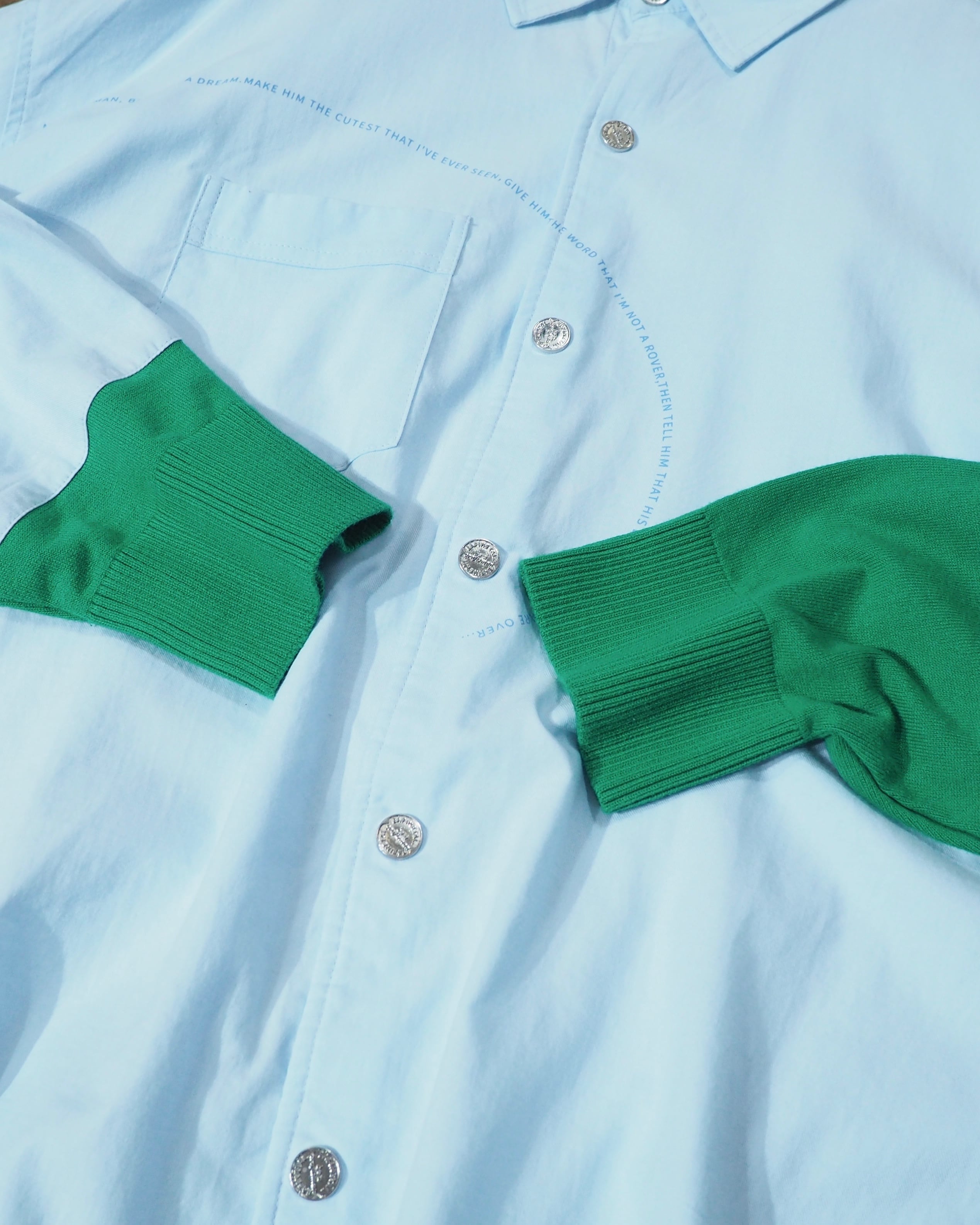 " EAFINETAL " Knit Docking Over silhouette Light Blue shirt