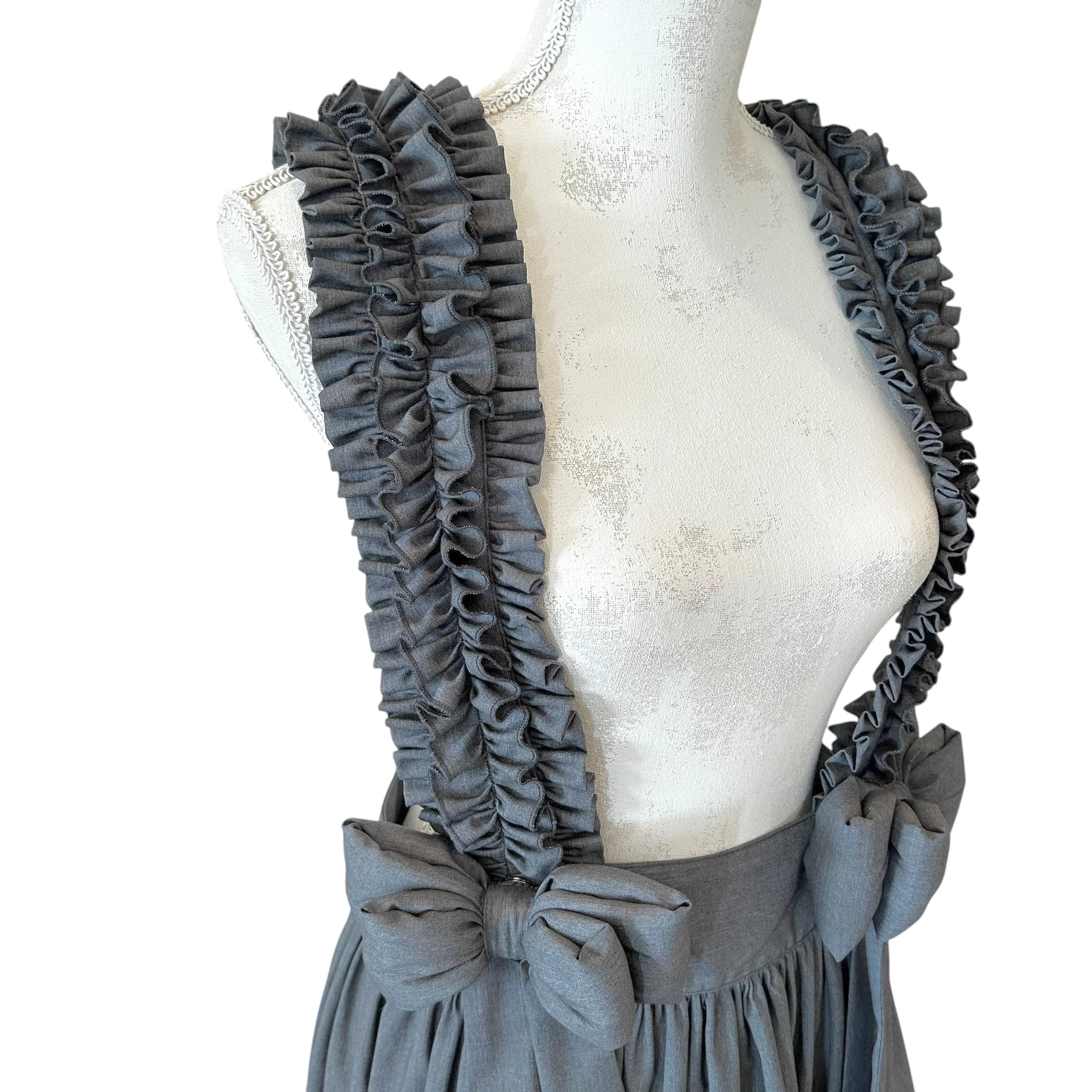 リボンフリルジャンパースカート GRAY