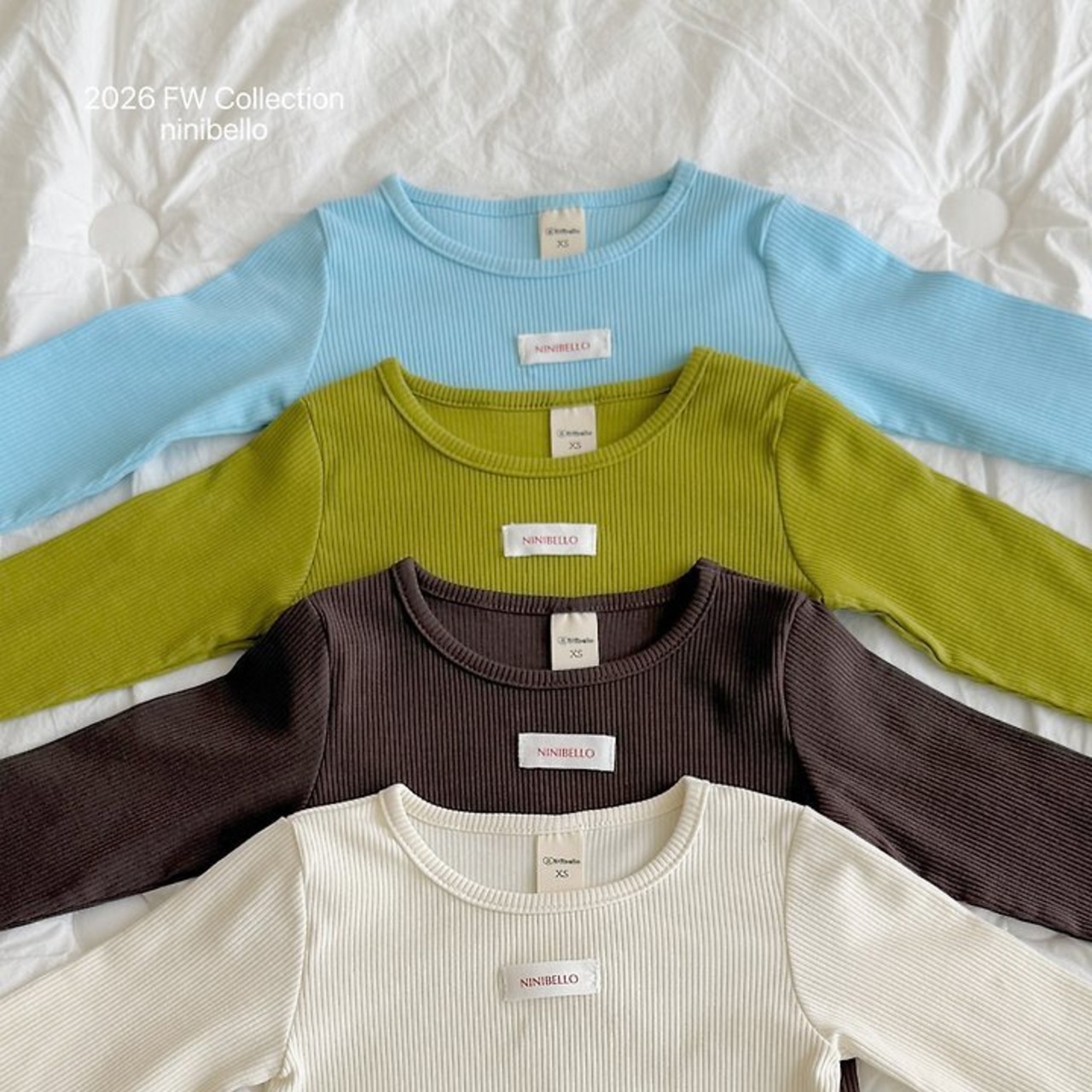 韓国子供服 / ninibello / Vive Ribbed T-shirt  / 長袖Ｔシャツ *XS~XXL*
