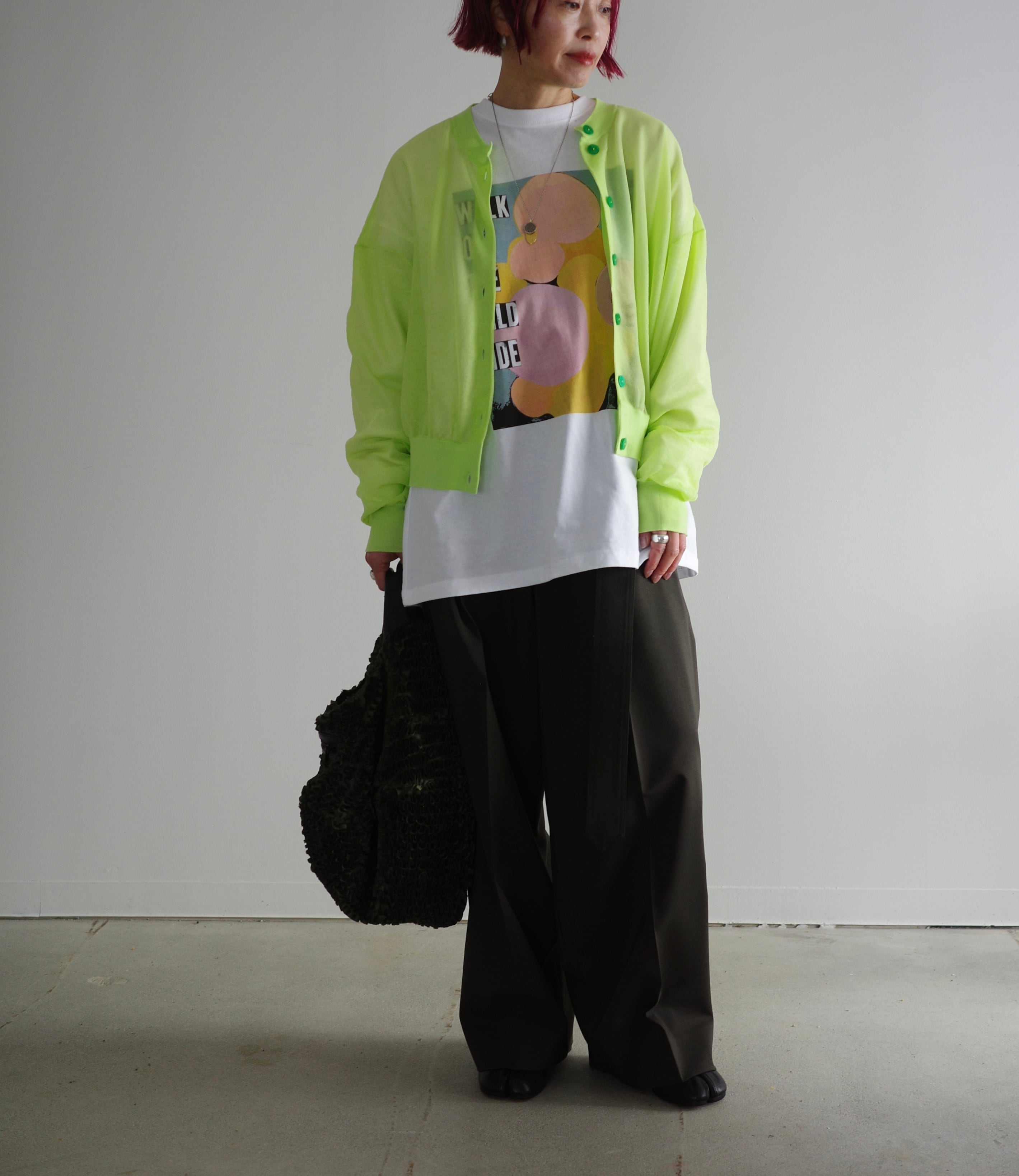 ENFOLD / SHEER CARDIGAN -L/GRN- | LA VILLA ROUGE