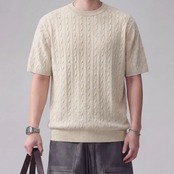 ケーブル編み クルーネックニット af0506