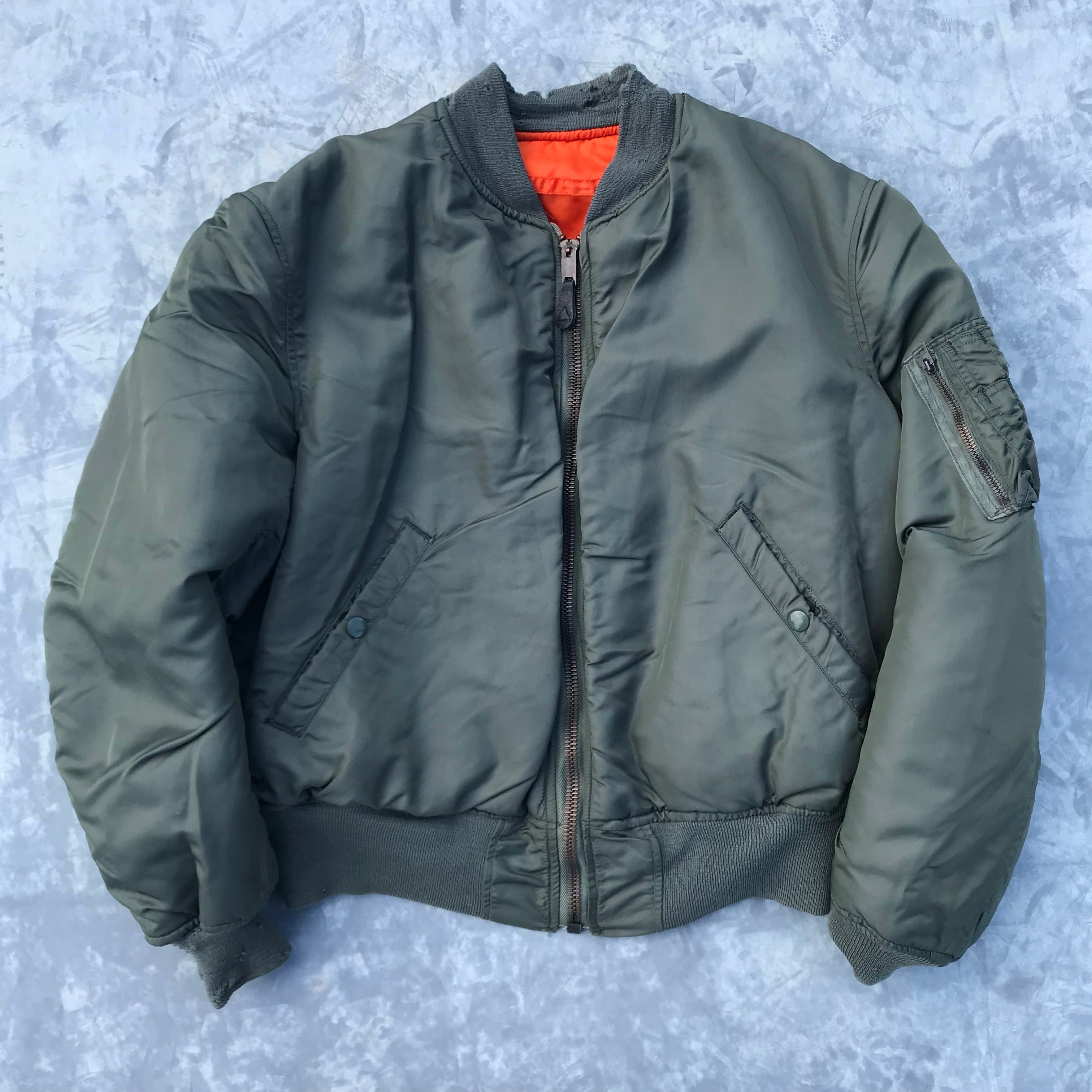 60's　ALPHA アルファ MA-1 フライトジャケット USAF リバーシブル 希少 CONMER ミリタリー ヴィンテージ カーキ  レスキューオレンジ SIZE L | agito vintage powered by BASE