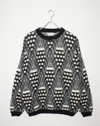 80s Benetton Jacquard Pattern Crew Knit ITALY製