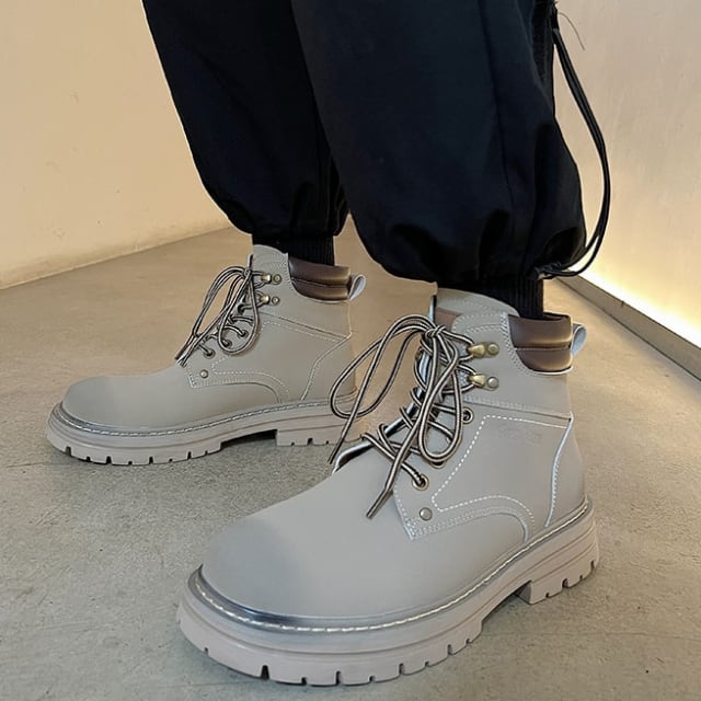 予約販売】ブーツ レザーシューズ ハイカット マット 編み上げ 革靴