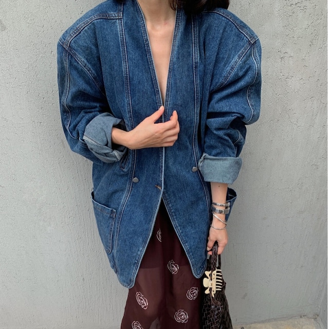 v neck denim jacket 10817