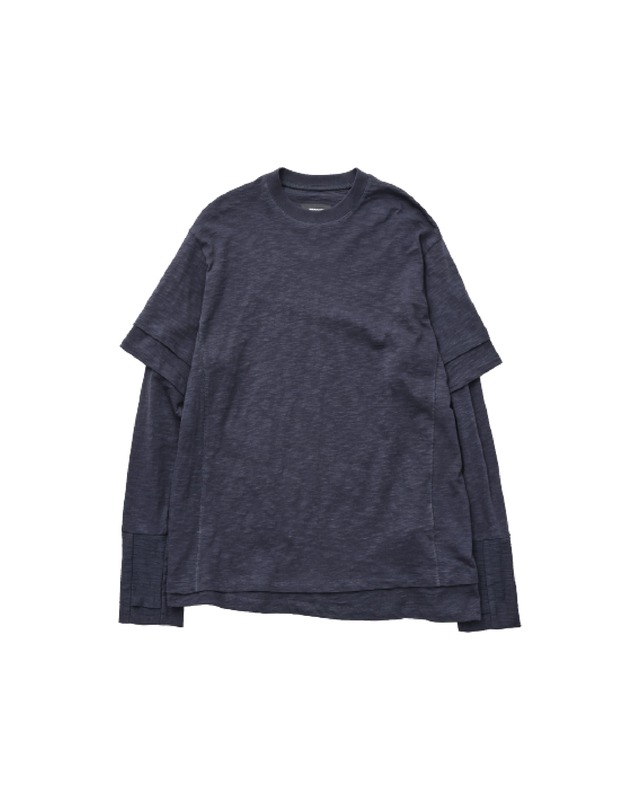 [999HUMANITY] DOUBLE LAYERED LONG SLEEVE TEE (DARK NAVY) 正規品  韓国 ブランド 韓国ファッション 韓国代行 999 ヒューマニティ HUMANITY 日本 店舗