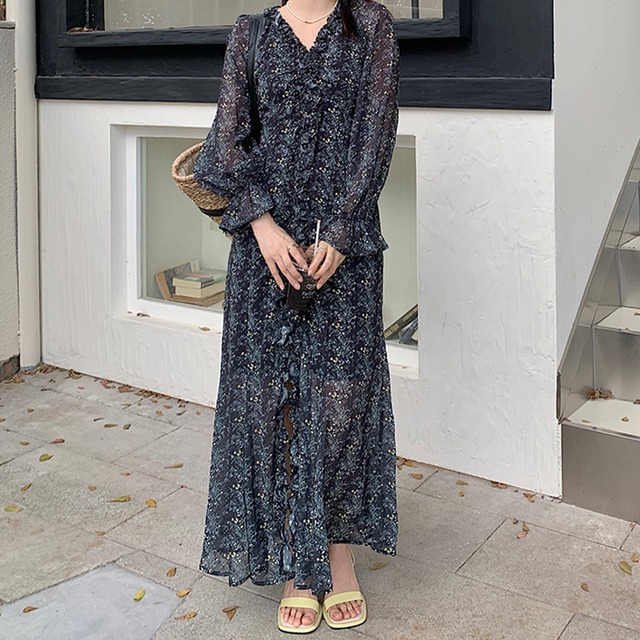 floral long dress　10622