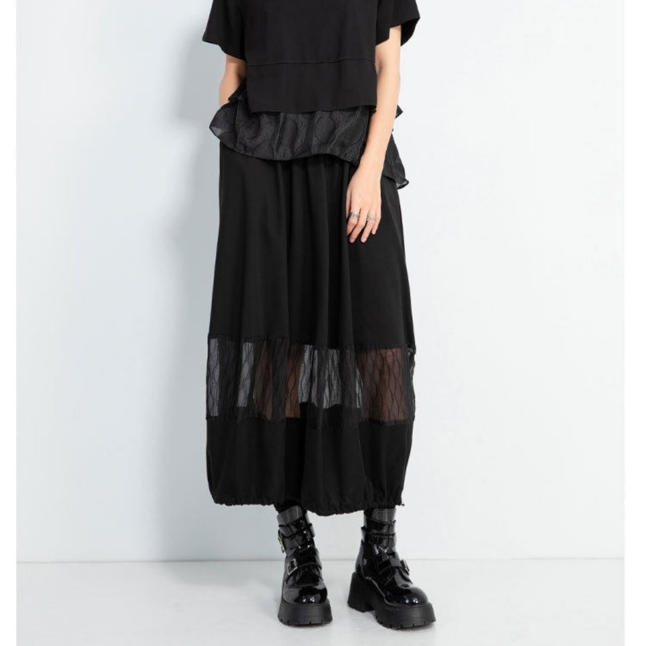 Sheer Transition Midi-Length Skirt 01182