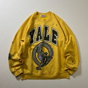 80s YALE　イエール大学　ダメージ　ボロ　カレッジロゴ　スウェット　トレーナー　イエロー　M 古着