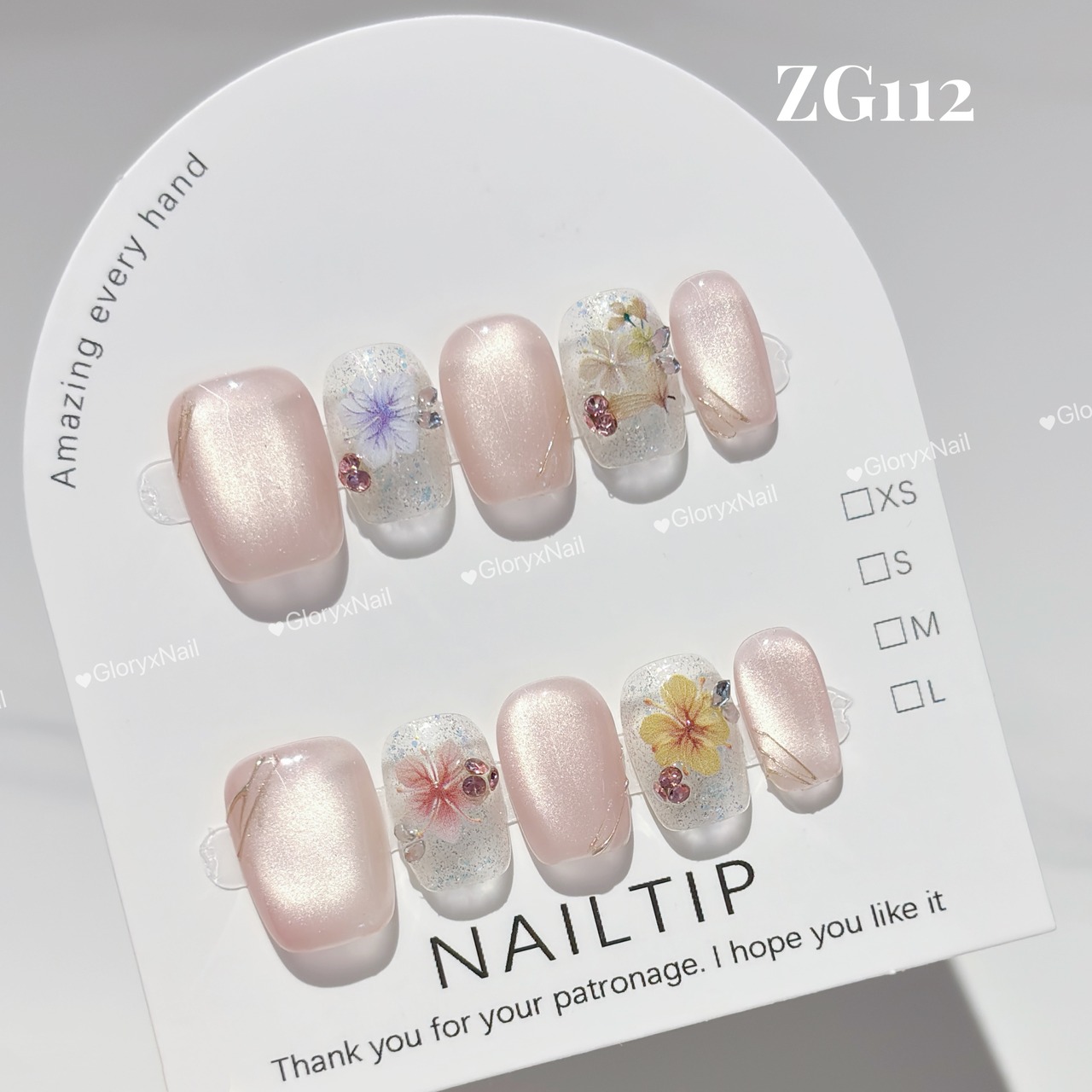 ZG112 ネイルチップ サイズXS/S/M/L ショート Lサイズあり