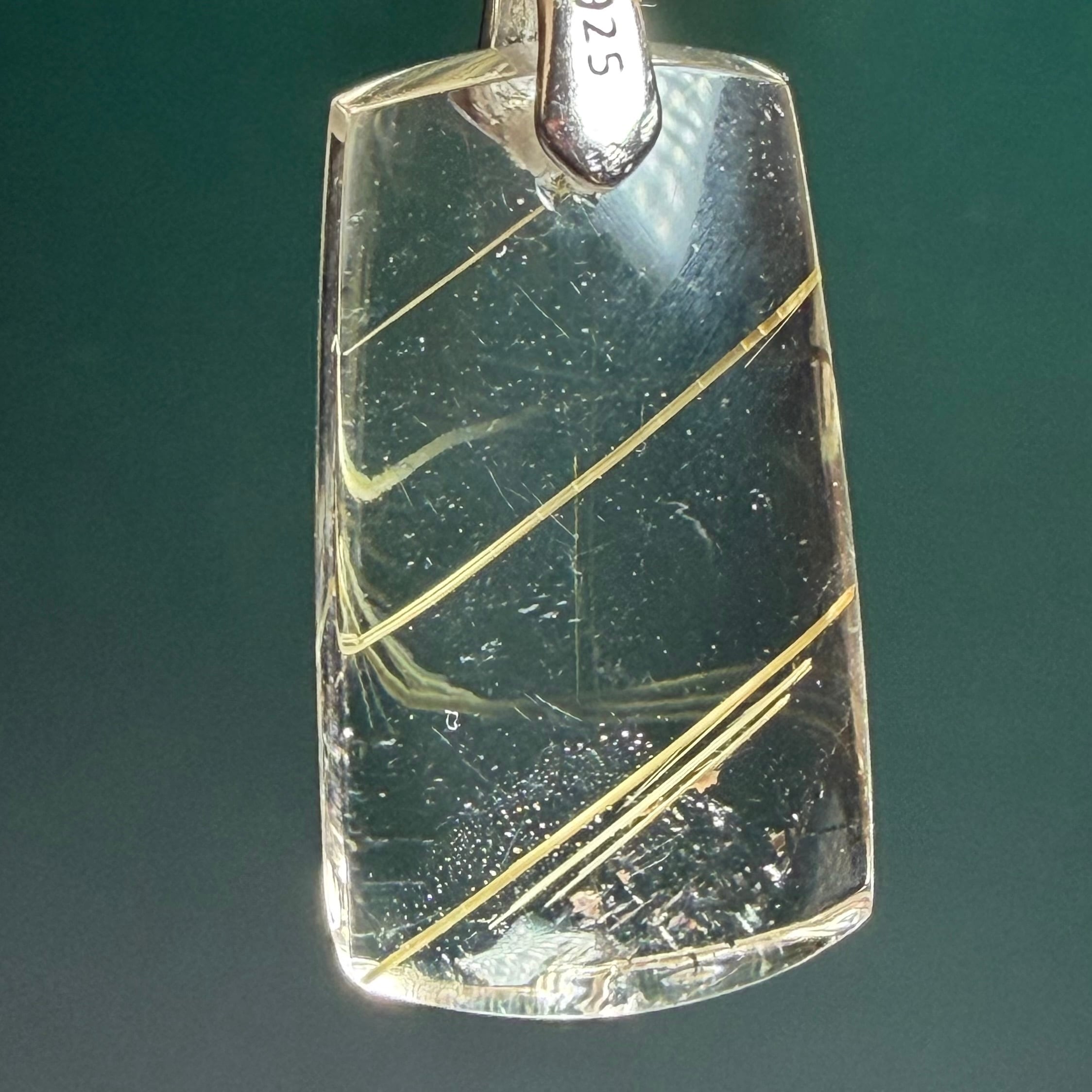 高透明 ゴールドルチルクォーツ ペンダントトップ 金針水晶 S925ゴールド ゴールドルチルクォーツ 金針水晶 天然石ペンダントトップ 一点物 S925