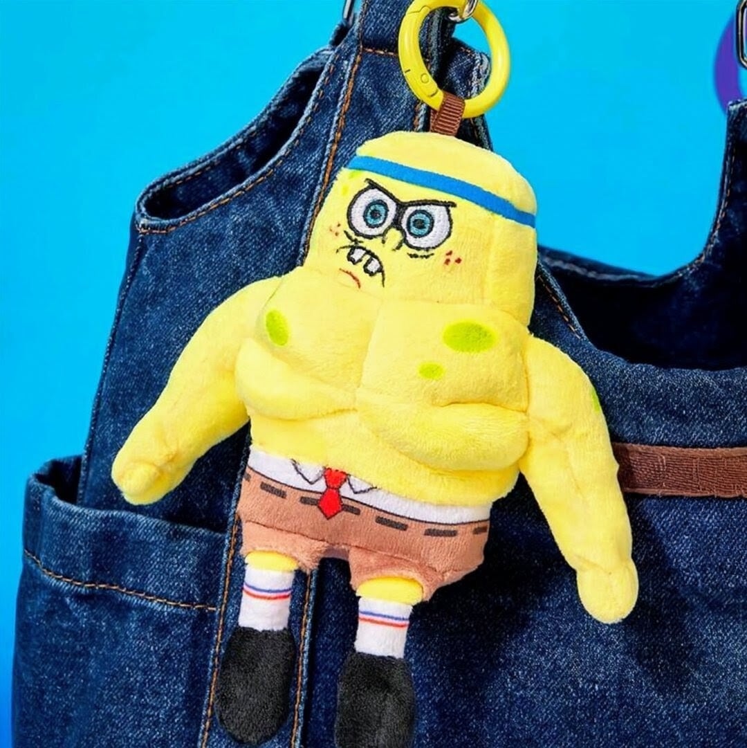 【 SpongeBob SquarePants ( スポンジボブ ) 】スポンジボブ ムキムキマッチョver. / ぬいぐるみキーホルダー / プラッシュキーホルダー / マスコット 〚アメリカン雑貨 アメトイ〛