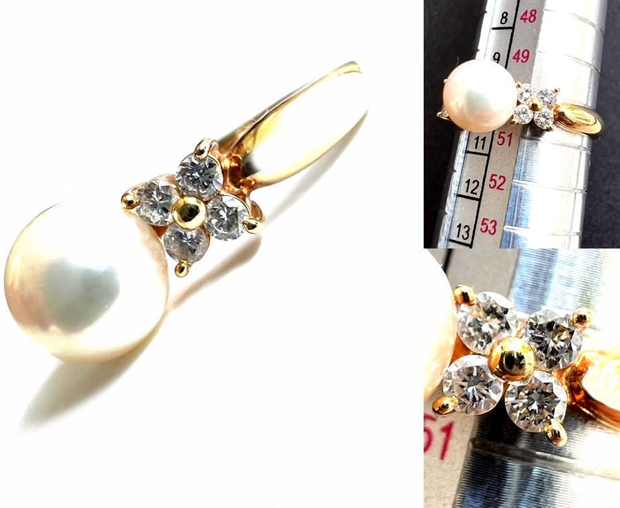 TASAKI 真珠 TASAKI タサキ 田崎 真珠 K18 YG イエローゴールド ダイヤモンド 8P