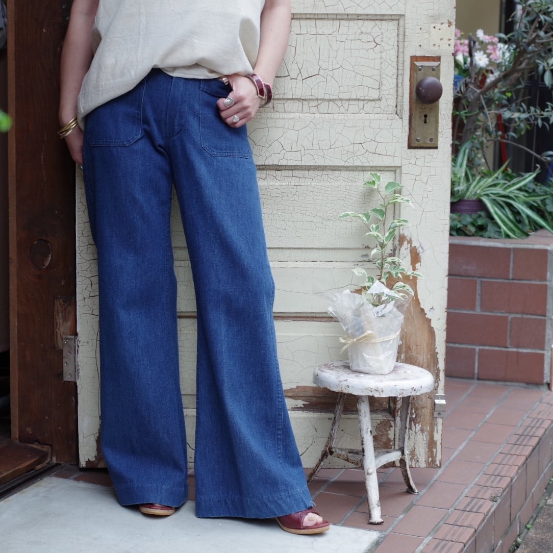 US NAVY Denim Marine Pants デニム マリン フレア パンツ USN 古着屋 仙台 biscco【古着   Vintage 通販】