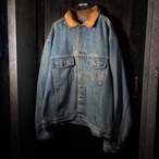 90s OLD Timberland デニムジャケット　ティンバーランド　襟本革　XL