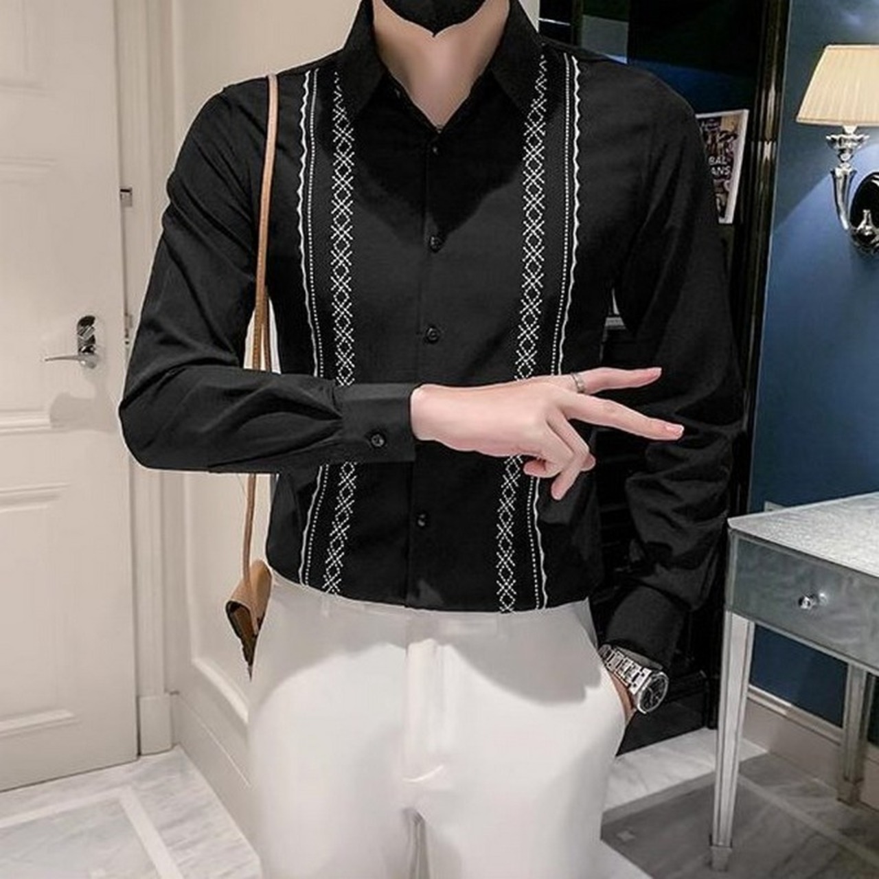 embroidered flower shirt 00091